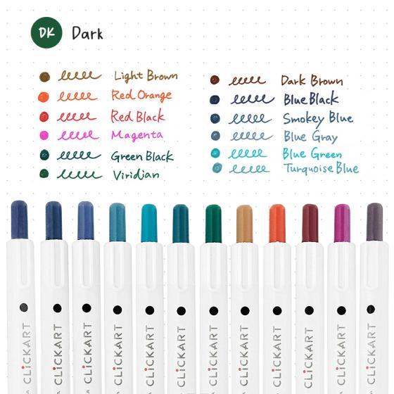 ClickArt Retractable Markers - Set of 12 - Dark