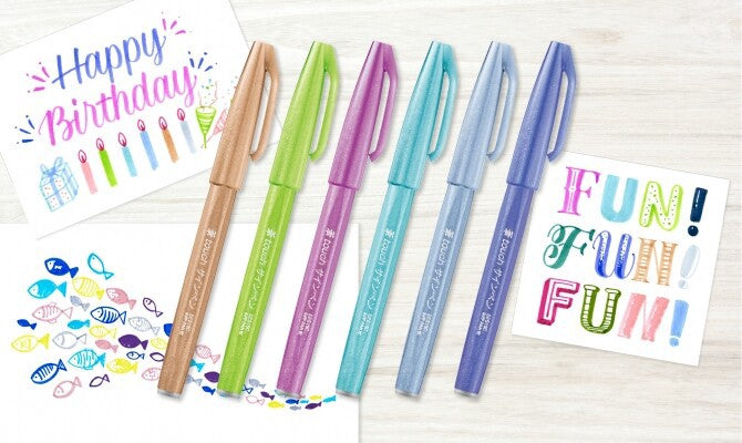 Fude Touch Brush Sign Pen - Set of 6 - Pastel (2022 Edition)