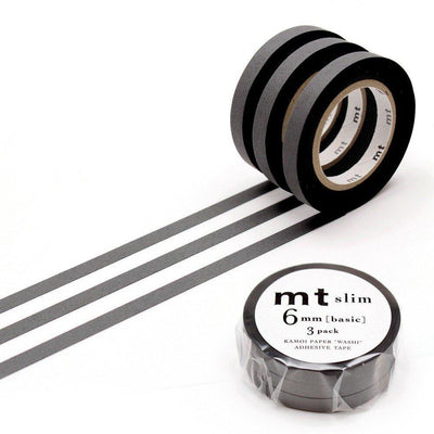 6mm Slim Tape - Pack of 3 - tactile sensibility #colour_matte-black