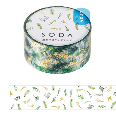 SODA Tape - 20mm - Green and Gold Leaves