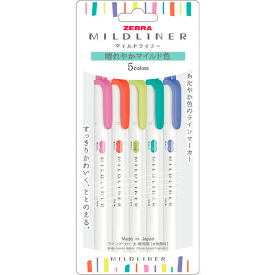 Mildliner Highlighter Markers Set of 5 - Refresh Bright
