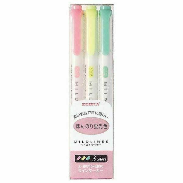 Mildliner Highlighter Markers - Set of 3 or 5 - Light Fluorescent
